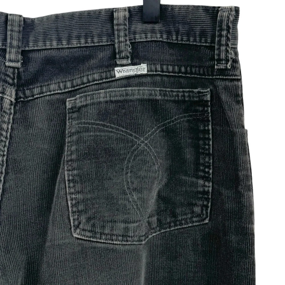 Vintage 70s Wrangler Corduroy Pants Dark Gray Men's Cords Straight Leg | 34 x 31